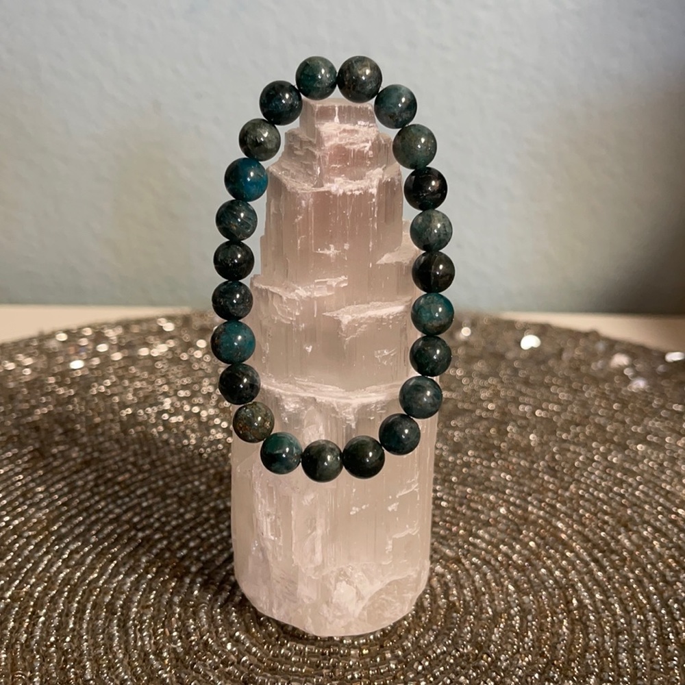 Blue Apatite Bracelet Handmade Natural Gemstone